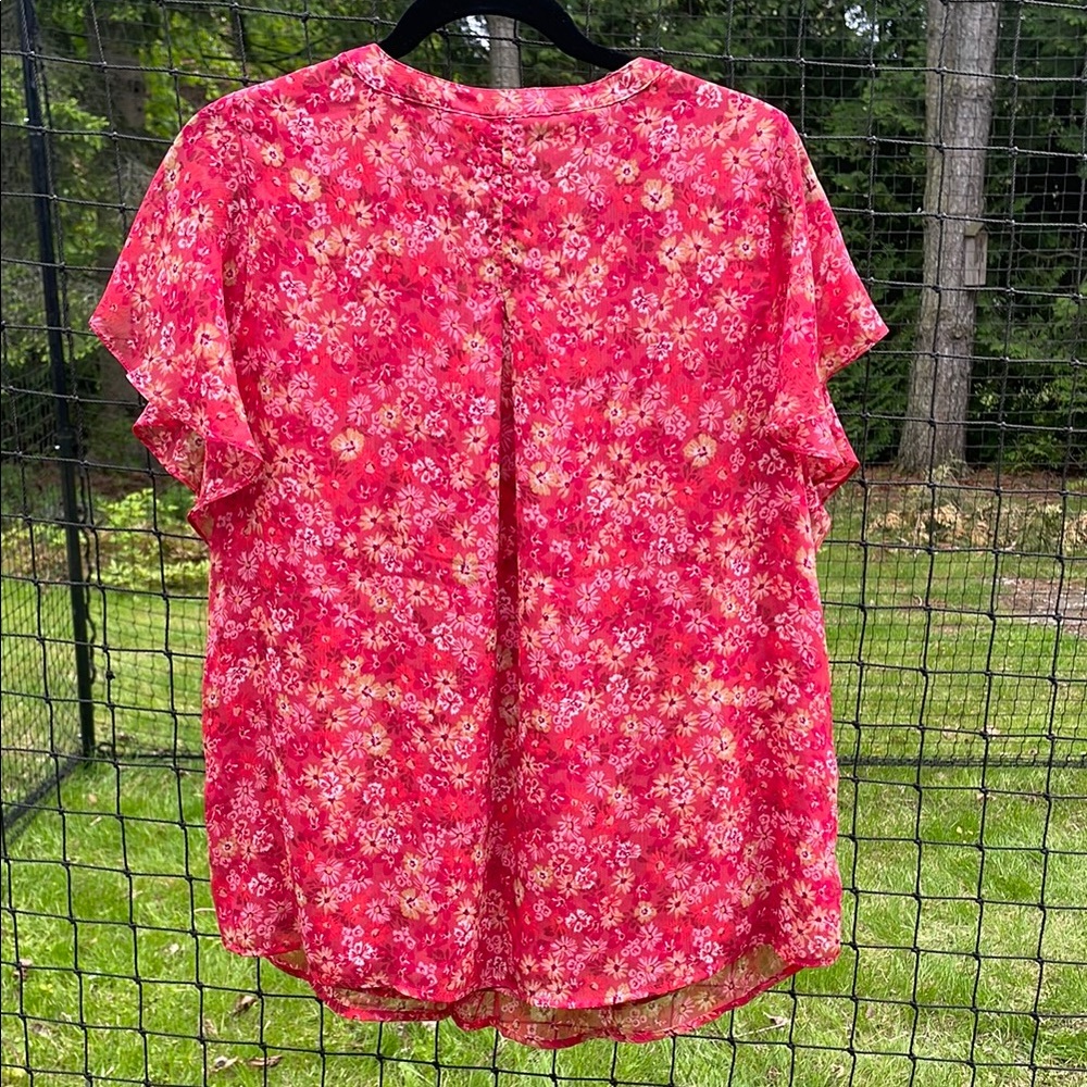 Liverpool Los Angeles Pink Ruched Ruffled Blouse - Picture 4 of 6